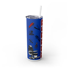 Barber-Themed 20oz Skinny Tumbler with Straw