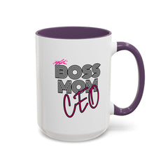 Boss Mom CEO Accent Coffee Mug - Stylish 11oz & 15oz Ceramic Cup for Empowered Women