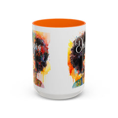 Drippin' in Color Accent Coffee Mug - Colorful Afro Art for Coffee Lovers