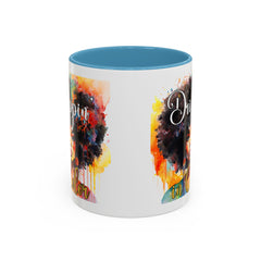Drippin' in Color Accent Coffee Mug - Colorful Afro Art for Coffee Lovers