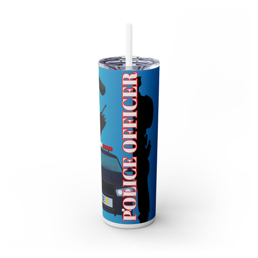 Police Officer Slim Tumbler with Straw