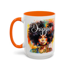 Drippin' in Color Accent Coffee Mug - Colorful Afro Art for Coffee Lovers