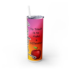 Colorful Teacher Skinny Tumbler with Straw - 20oz Personalized Gift for Educators