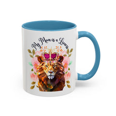 Mom's Lioness Accent Coffee Mug - Floral Design, Mother's Day Gift, 11oz & 15oz