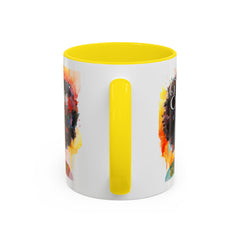 Drippin' in Color Accent Coffee Mug - Colorful Afro Art for Coffee Lovers