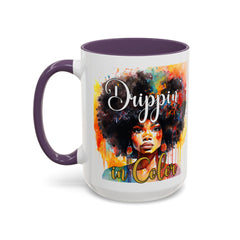 Drippin' in Color Accent Coffee Mug - Colorful Afro Art for Coffee Lovers