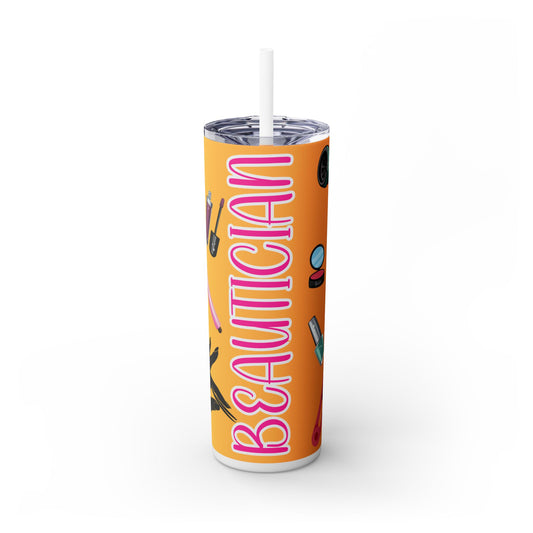 Stylish Beautician 20oz Skinny Tumbler with Straw - Perfect Gift for Beauty Lovers