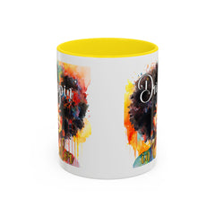 Drippin' in Color Accent Coffee Mug - Colorful Afro Art for Coffee Lovers