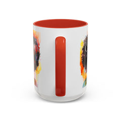 Drippin' in Color Accent Coffee Mug - Colorful Afro Art for Coffee Lovers