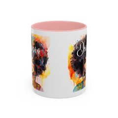 Drippin' in Color Accent Coffee Mug - Colorful Afro Art for Coffee Lovers