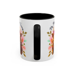 Mom's Lioness Accent Coffee Mug - Floral Design, Mother's Day Gift, 11oz & 15oz