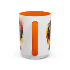 Drippin' in Color Accent Coffee Mug - Colorful Afro Art for Coffee Lovers