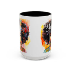 Drippin' in Color Accent Coffee Mug - Colorful Afro Art for Coffee Lovers