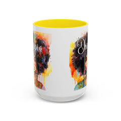 Drippin' in Color Accent Coffee Mug - Colorful Afro Art for Coffee Lovers