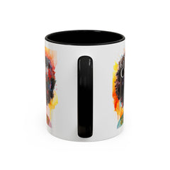 Drippin' in Color Accent Coffee Mug - Colorful Afro Art for Coffee Lovers